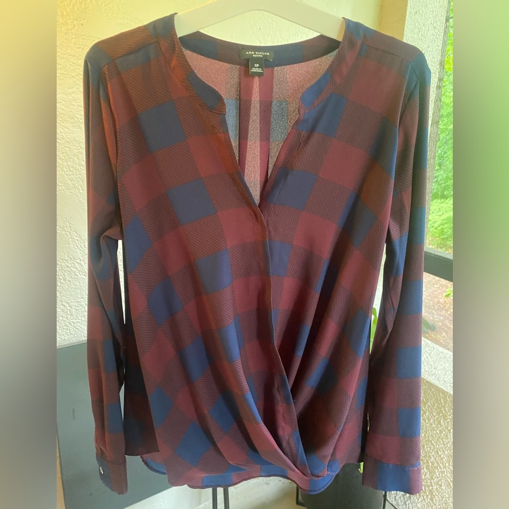 Ann Taylor Petite Plaid Blouse